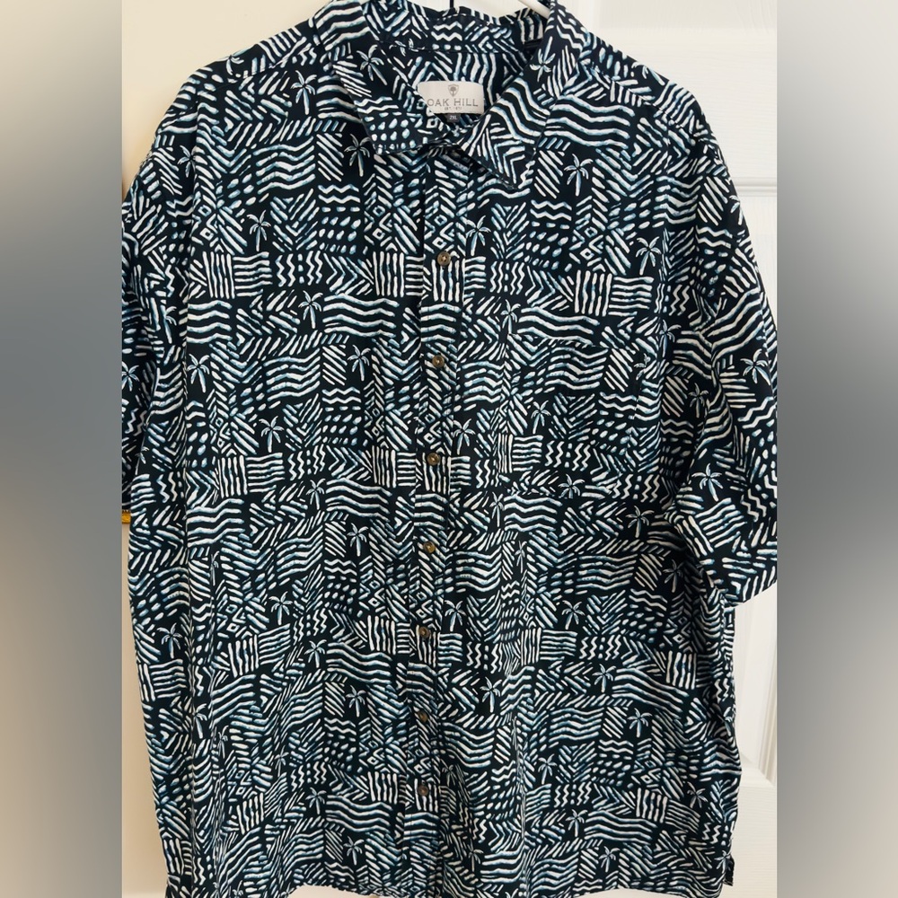 Oak Hill Tropical‎ Themed 100% Cotton Men’s 2XL Short Sleeve Button Up Shirt